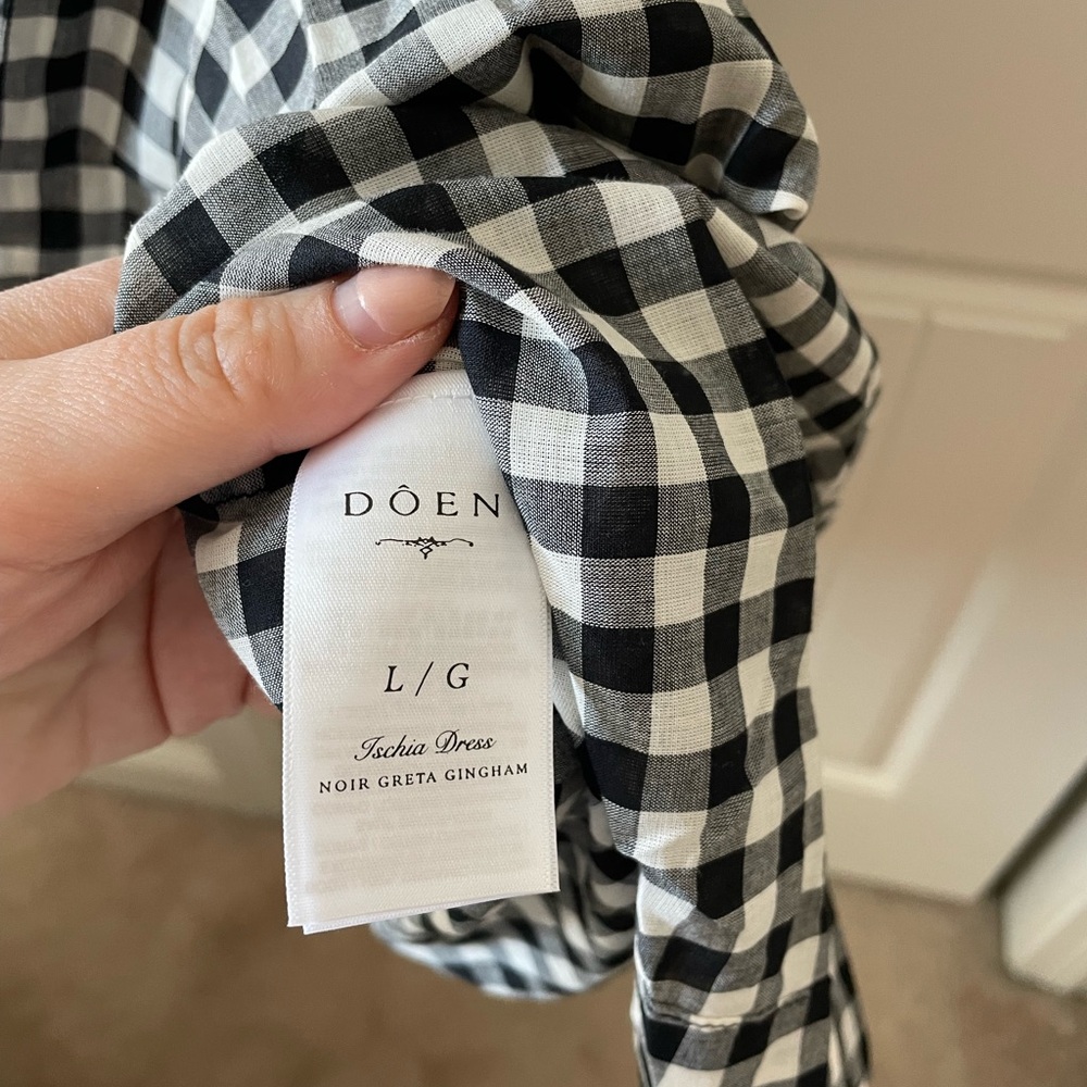 DOEN NWT Ischia Dress Noir Greta Gingham Size L - Picture 4 of 5
